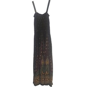 Smocked Bodice Paisley Print Maxi Dress Size S/M EUC